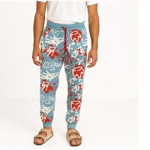 Switch Remarkable Pants Mens XL Blue Red Graffiti Joggers Sweatpants Drawstring